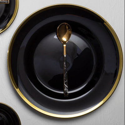 Black Glass Charger Plate with Gold Rim | Ida