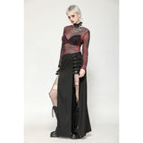 Dark in Love Carson Black and Red Tie-Dye Mesh Versatile Basic Top