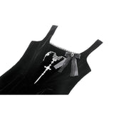 Dark in Love Lux Black Velvet Horn Embroidery Maxi Dress