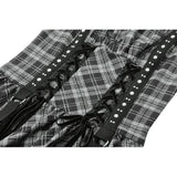 Dark in Love Ida Punk Grey Tartan Metal Studded Dress
