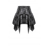 Dark in Love Elandra Layered Lace Handkerchief Hem Goth Skirt in Charcoal Black