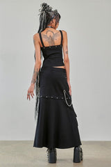 Gothic Cargo Skirt Black Zip Off Punk Style Banned