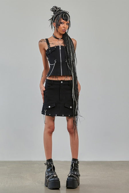 Gothic Cargo Skirt Black Zip Off Punk Style Banned
