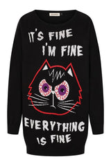 Gothic Jumper Dress Black Oversized Knit Banned Apparel