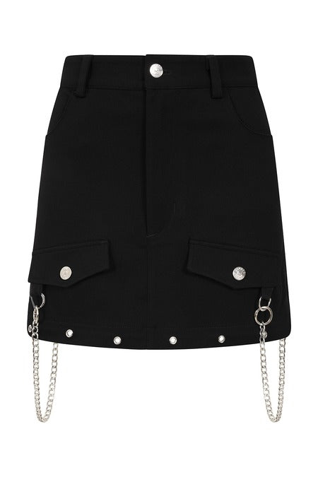 Gothic Cargo Skirt Black Zip Off Punk Style Banned