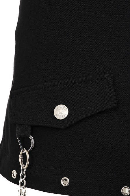 Gothic Cargo Skirt Black Zip Off Punk Style Banned