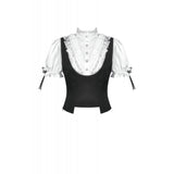 Dark in Love Court-Style Black & White Lace Blouse
