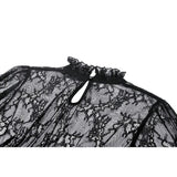 Dark in Love Aoife Black Hollow Lace Elastic Pleated Waist Eyelash Lace Cuff Top