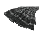 Dark in Love Ida Punk Grey Tartan Metal Studded Dress