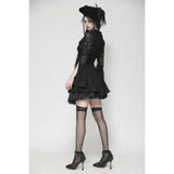 Dark in Love Luca Black Hollow Lace Gemstone Button Adjustable Waist Dress