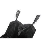 Dark in Love Nocturne Ruffled Velvet Lace Goth Dress in Black
