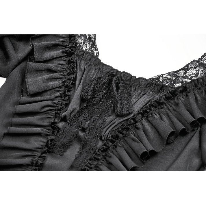 Dark in Love Seraphina Ruched Puff Sleeve Corset Top in Black