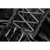Dark in Love Nocturne Ruffled Velvet Lace Goth Dress in Black