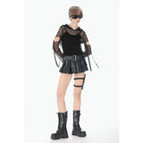 Dark in Love Punk Mesh Hollow-Out Hooded Top