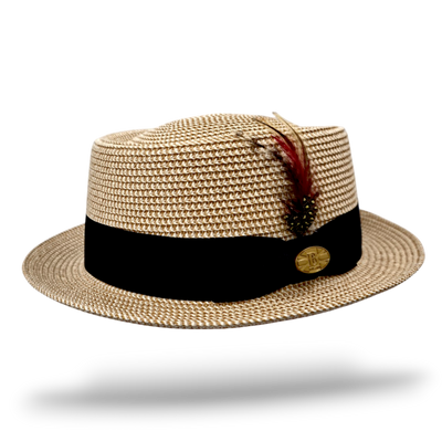 Paper Straw Pork Pie Hat - Natural