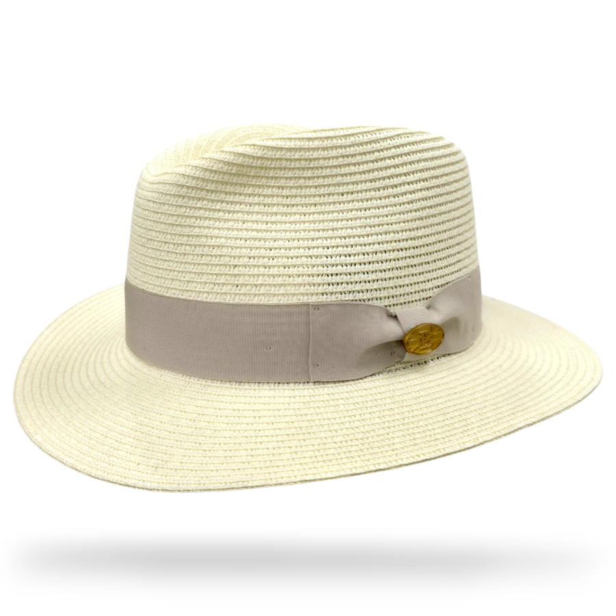 Straw Fedora Hat With Band