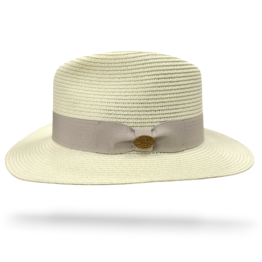 Straw Fedora Hat With Band