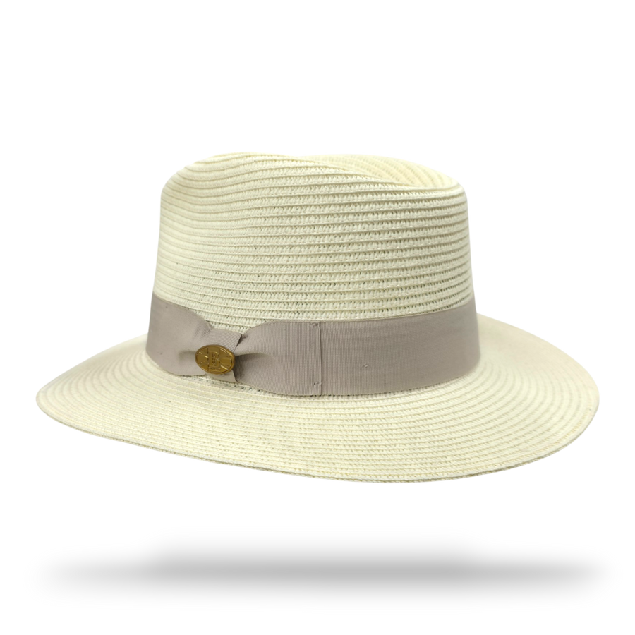 Straw Fedora Hat With Band