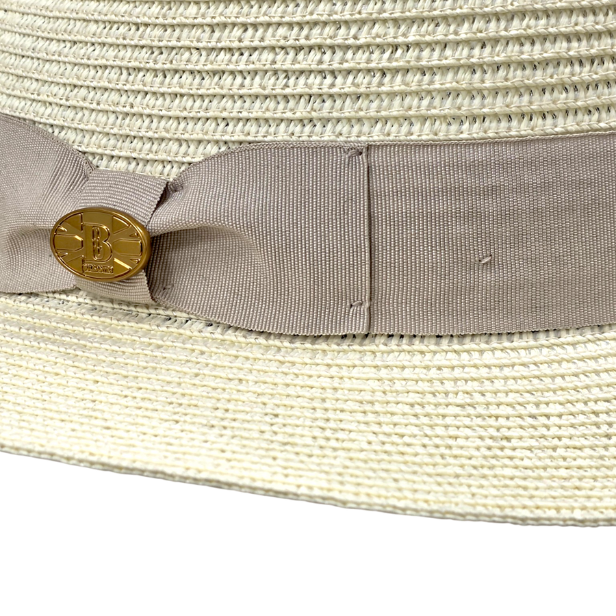 Straw Fedora Hat With Band