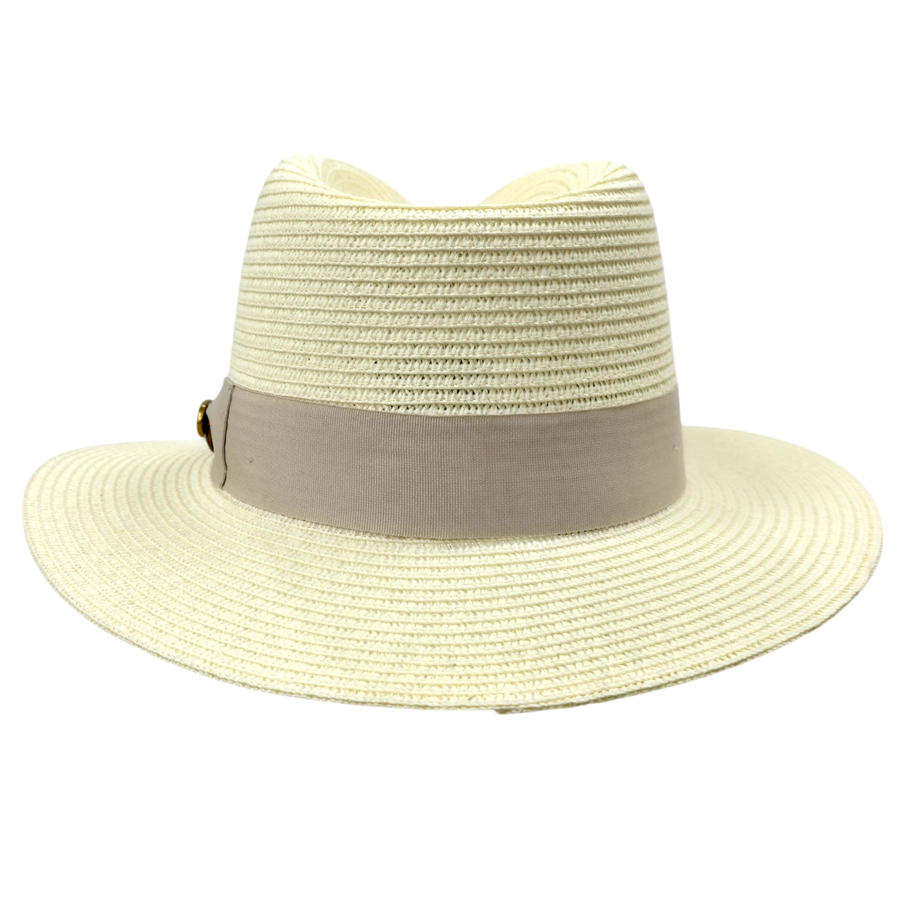 Straw Fedora Hat With Band