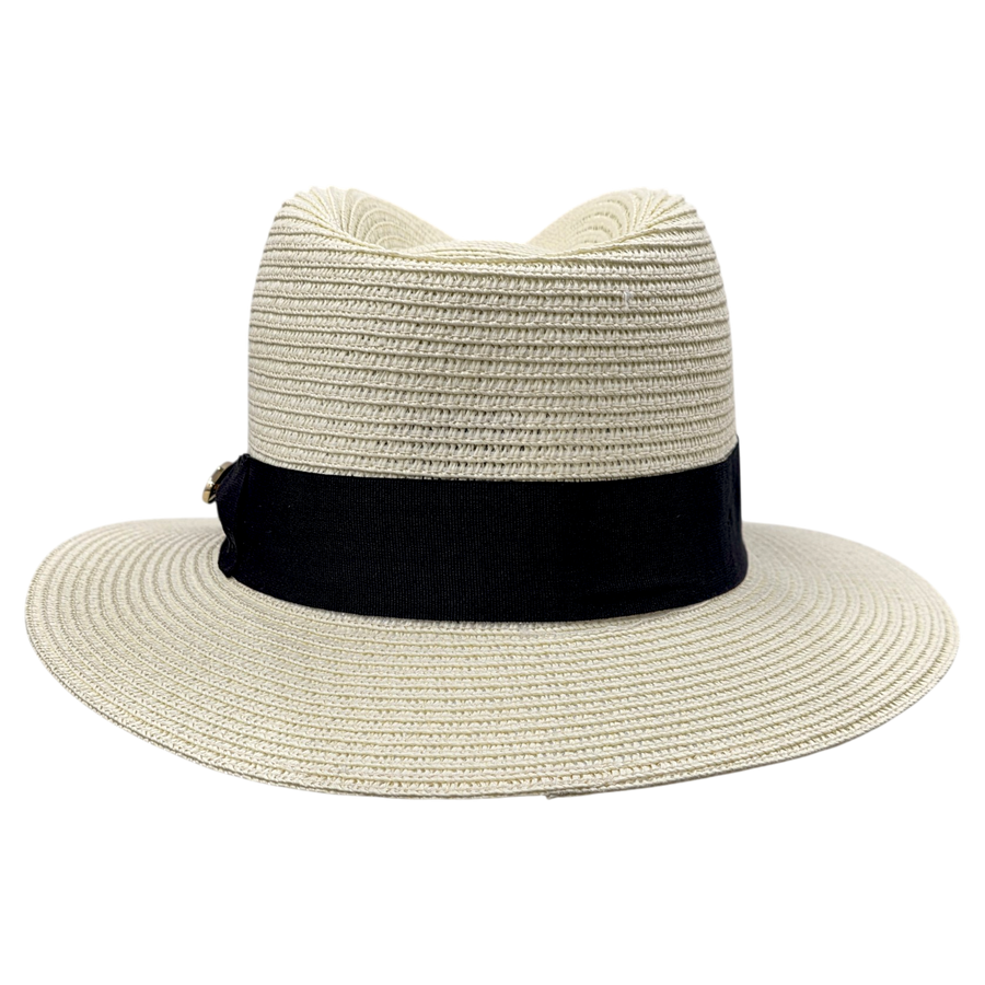 Straw Fedora Hat With Band