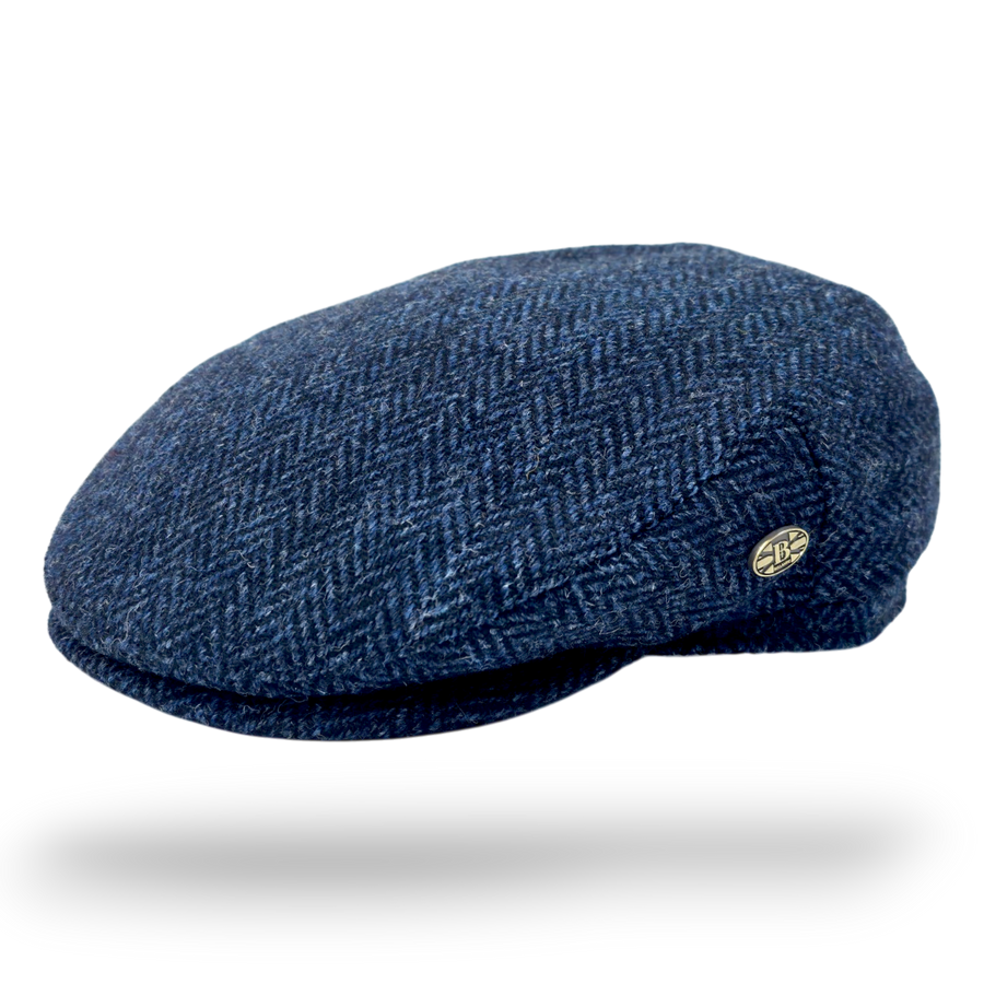 Harris Tweed Herringbone Flat Cap – Grey
