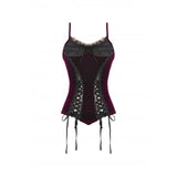 Dark in Love Serilda Velvet Lace Corset Top in Wine Red