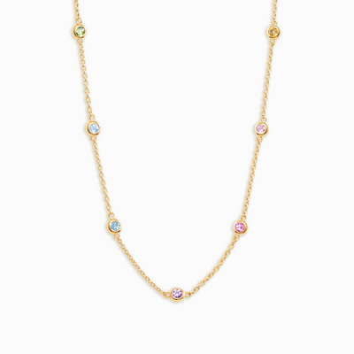 Rainbow Gemstone Necklace in 18k Gold Vermeil