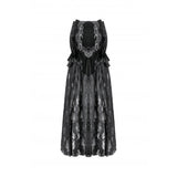 Dark in Love Gothic Lace Velvet Layered Maxi Skirt in Black