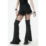 Dark in Love Lace-Up Layered Goth Convertible Flare Trousers or Shorts