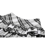 Dark in Love Quinn Punk Black and White Checkered Asymmetrical Messy Net Skirt
