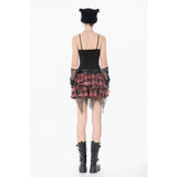 Dark in Love Punk Plaid Cross Strap Top