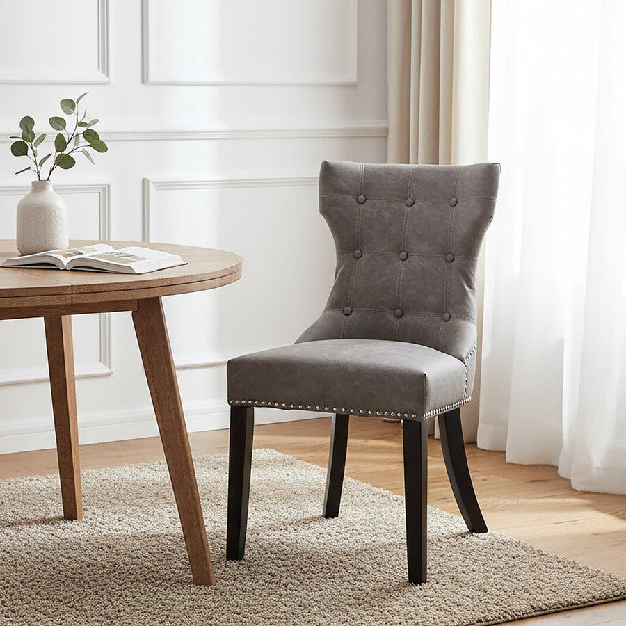Grey Leather Effect Dining Chair | Daxton