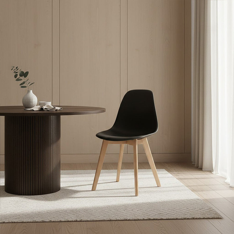 Black Chair with Beech Wood Legs | Stockholm