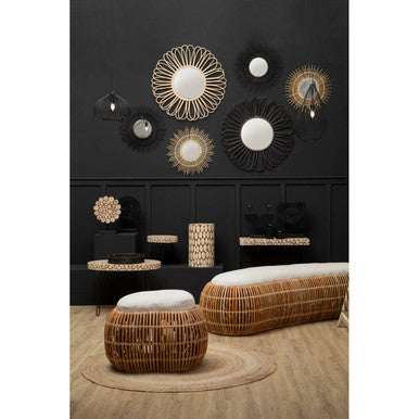 Distressed Fir Wood Mosaic Side Table and Stool | Lacuna