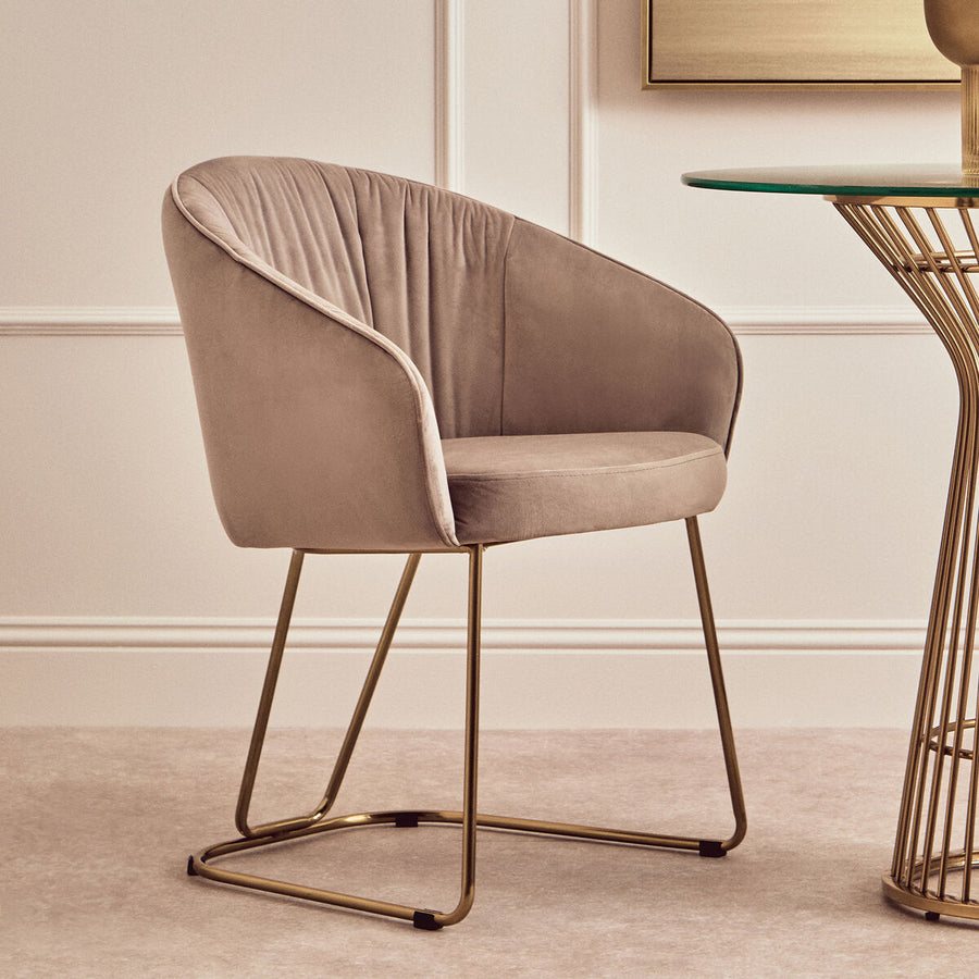 Mink Velvet Curved Dining Chair | Veneto