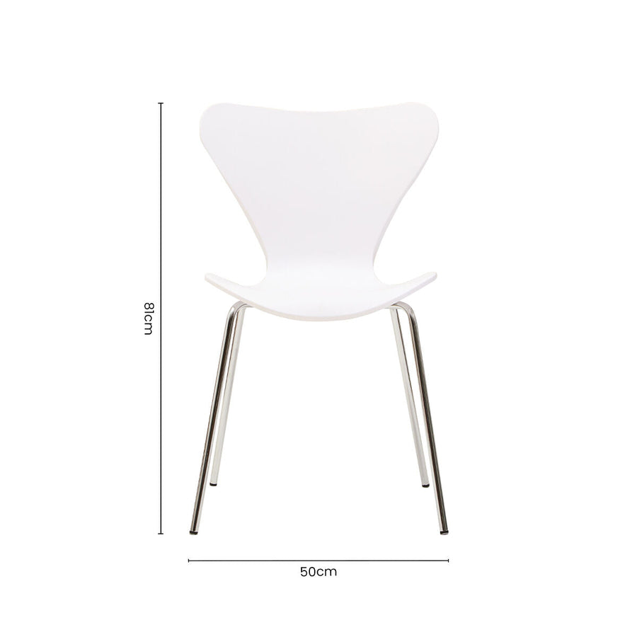 White Seat and Silver Chrome Legs Dining Chair | Laila