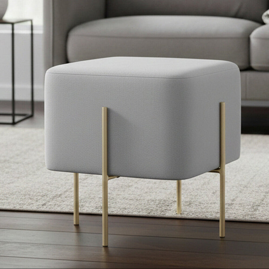 Square Grey Velvet Stool | Hayes