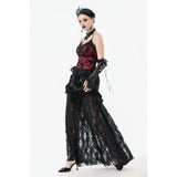 Dark in Love Althea Lace-Trimmed Velvet Goth Camisole in Burgundy