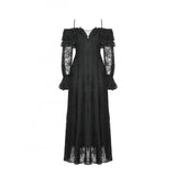 Dark in Love Cosette Elegant Gothic Off-Shoulder Ruffle Maxi Dress