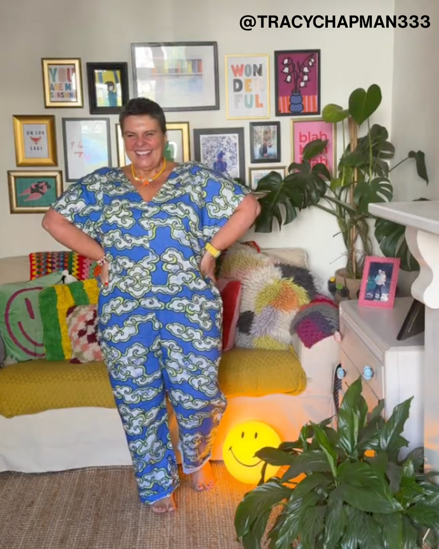 Blue Clouds Loose Fit EcoVera and Linen Jumpsuit