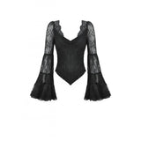 Dark in Love Zuri Gothic Romantic Lace Patchwork Bell-Sleeve Layered Cuff Top