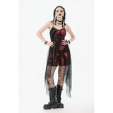 Dark in Love Bellatrix Red & Black Mesh Asymmetrical Dress