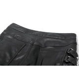 Dark in Love Punk Leather-Look Strap Detail Trousers