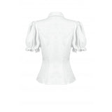 Dark in Love Elysia Ruffle Bib Puff Sleeve Goth Blouse in White