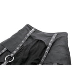 Dark in Love Belladonna Mesh Buckled Goth Skirt in Black