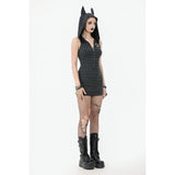 Dark In Love Salem Striped Cat Ear Hoodie Dress