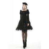 Dark in Love Melisandre Embroidered Velvet Mesh Goth Skirt in Black