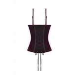 Dark in Love Serilda Velvet Lace Corset Top in Wine Red