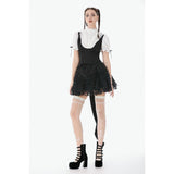 Dark in Love Court-Style Black & White Lace Blouse
